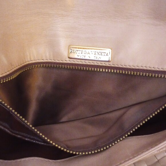 Auth Bottega Veneta Italy Intrecciato Taupe Leather Large Envelope Clutch bag - Picture 10 of 13